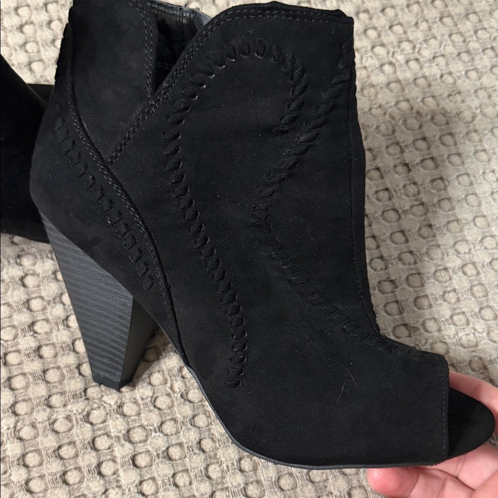 XOXO Black Ankle Booties with Peep-Toe